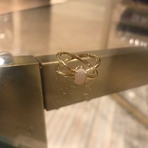 Emilie Gold Double Band Ring In Iridescent Drusy Sz 5